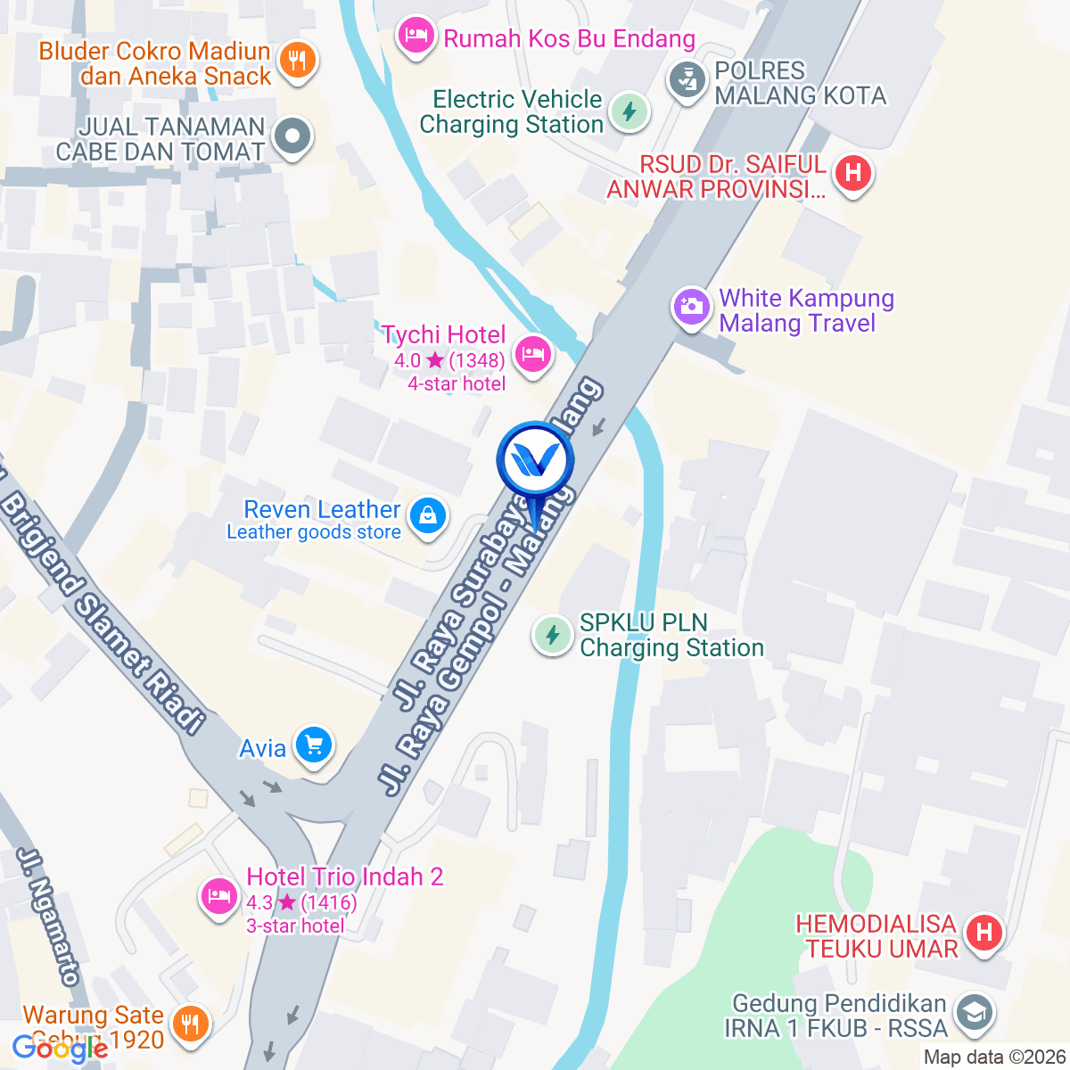 Peta Lokasi JL. JA Suprapto (dekat jembatan), Malang