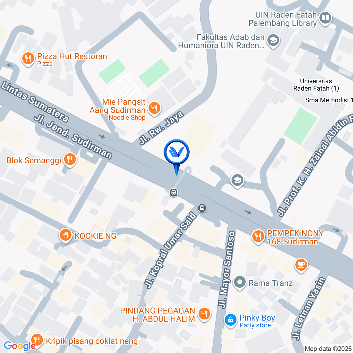 Peta Lokasi JL. Jendral Sudirman JPO SMU 3, Palembang