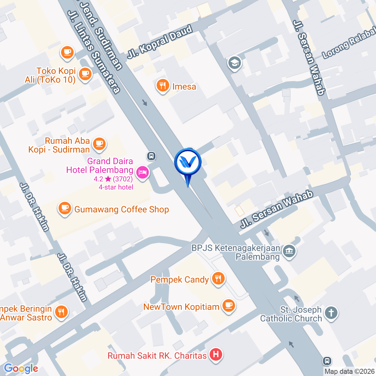 Peta Lokasi JL. Jend Sudirman (Pangdam), Palembang