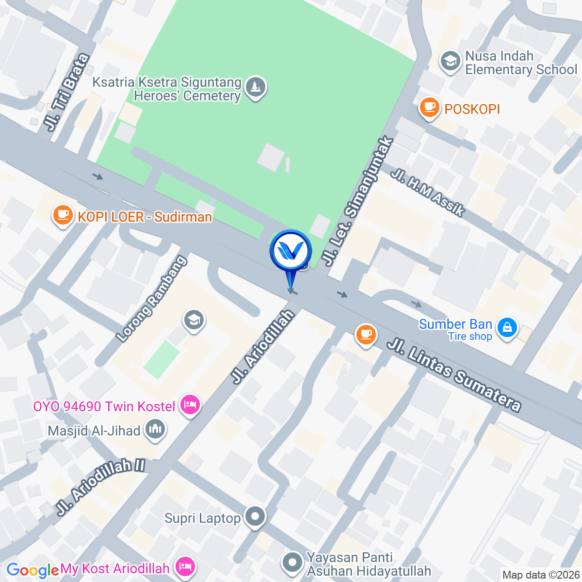 Peta Lokasi JL. Jend Sudirman (Pahlawan), Palembang