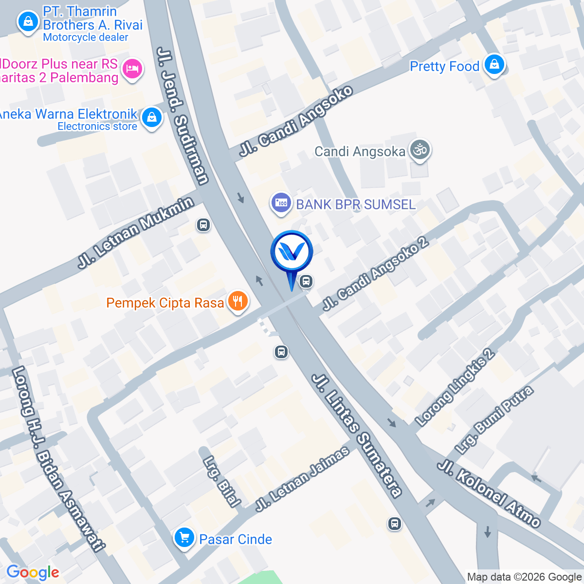 Peta Lokasi JL. Jend Sudirman (JPO Globe), Palembang