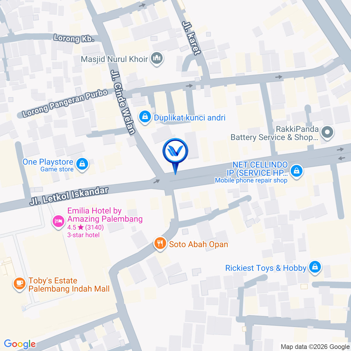 Peta Lokasi JL. Letkol Iskandar (Candiwalang), Palembang