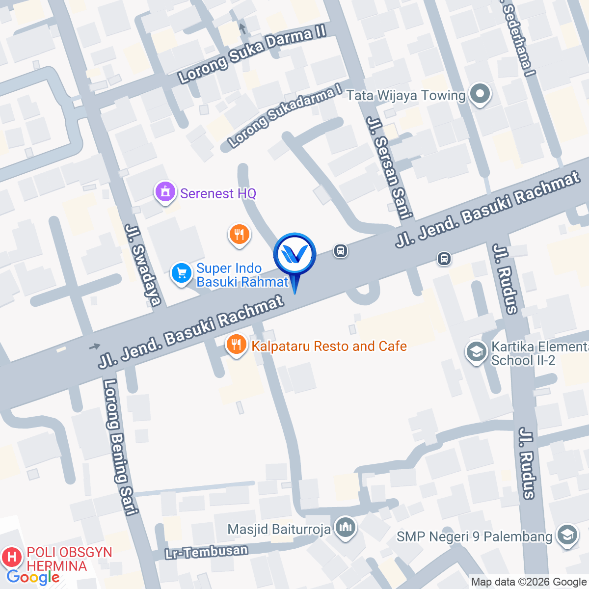 Peta Lokasi JL. BASUKI RAHMAT (SEPUTAR HOTEL ASTON), PALEMBANG