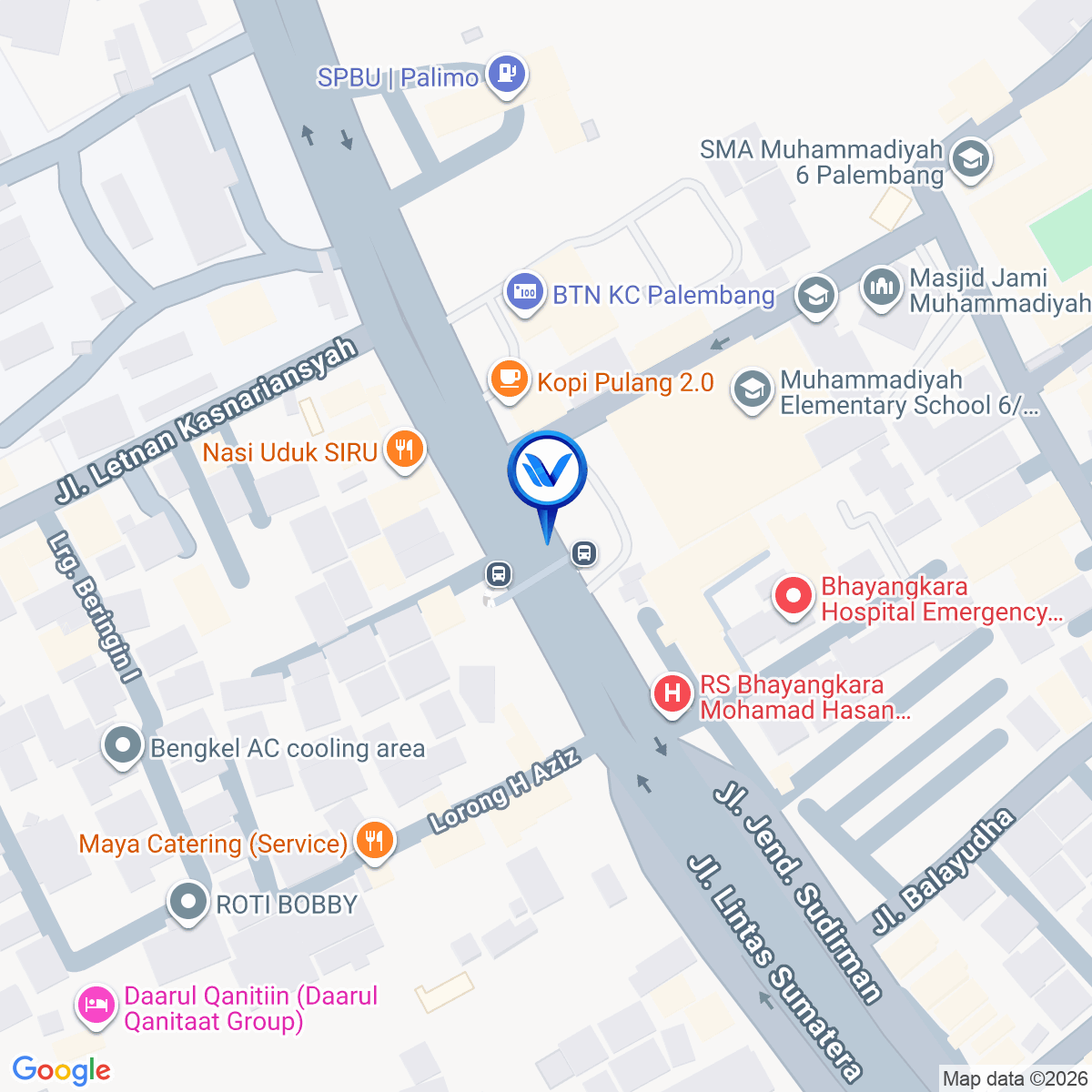 Peta Lokasi JL. JEND. SUDIRMAN (DEPAN SEKOLAH MUHAMMADIYAH), PALEMBANG