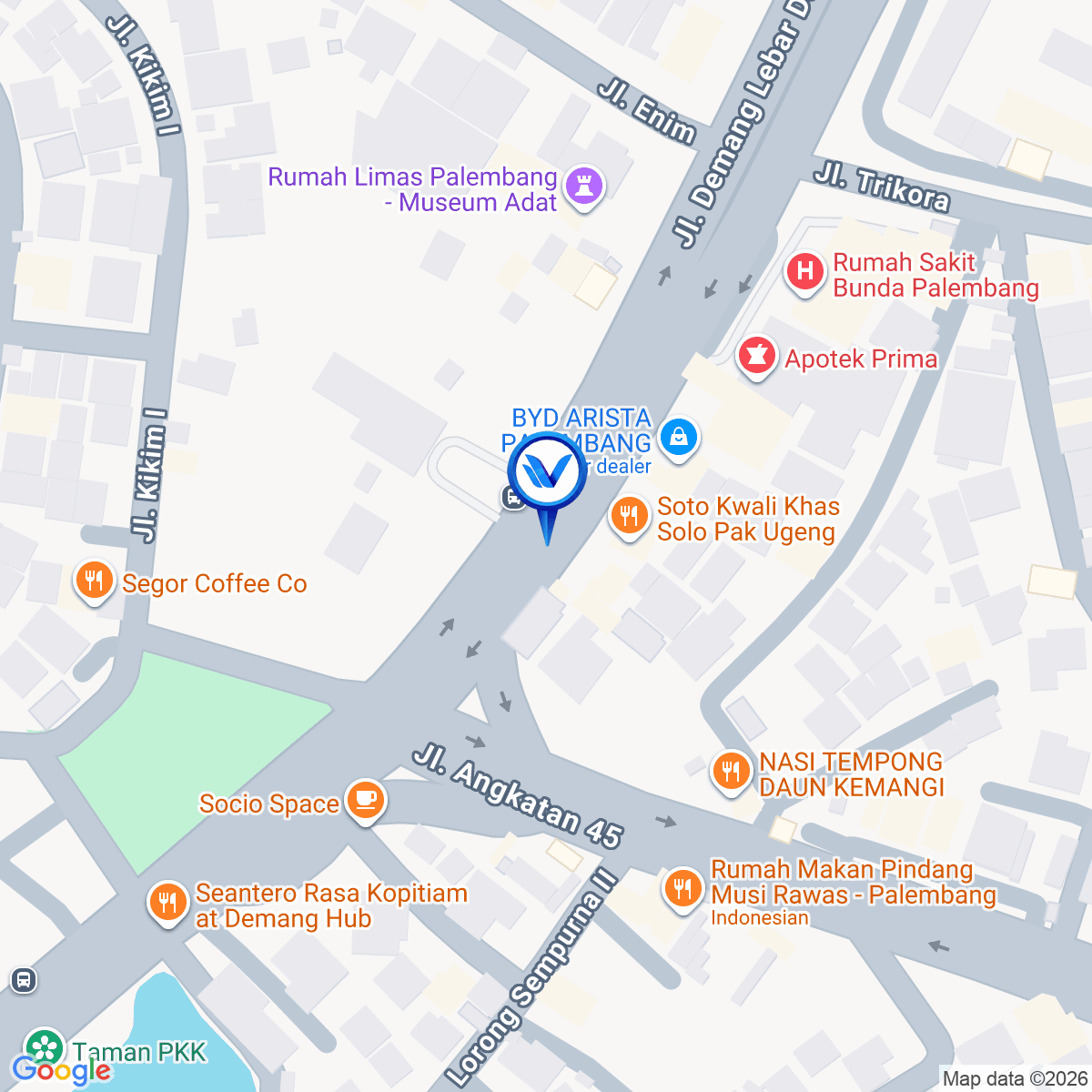 Peta Lokasi JL. Demang Lebar Daun Depan Dunkin Donat, Palembang