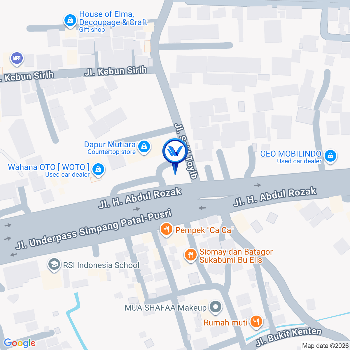 Peta Lokasi JL. Residen A.Rozak ( depan dapur mutiara), Palembang
