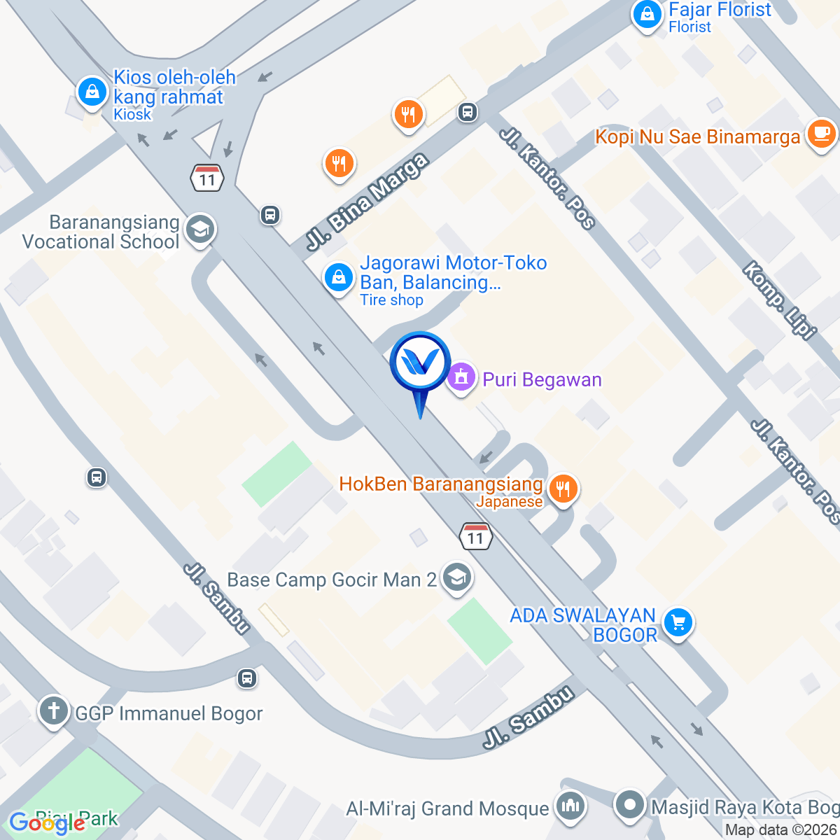 Peta Lokasi Jl. Raya Pajajaran (Depan Grapari), Bogor