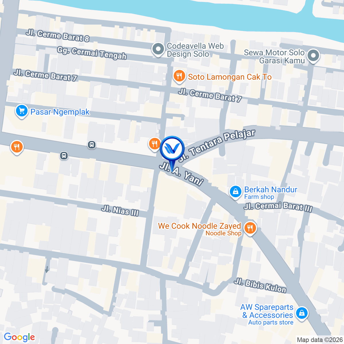 Peta Lokasi JL. AHMAD YANI (TIMUR PASAR NGEMPLAK), SOLO