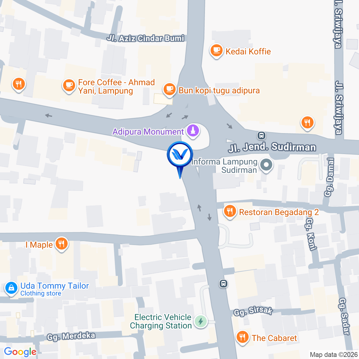 Peta Lokasi JL. Diponegoro - JL A. Yani (Bundaran Gajah) 1, Bandar Lampung
