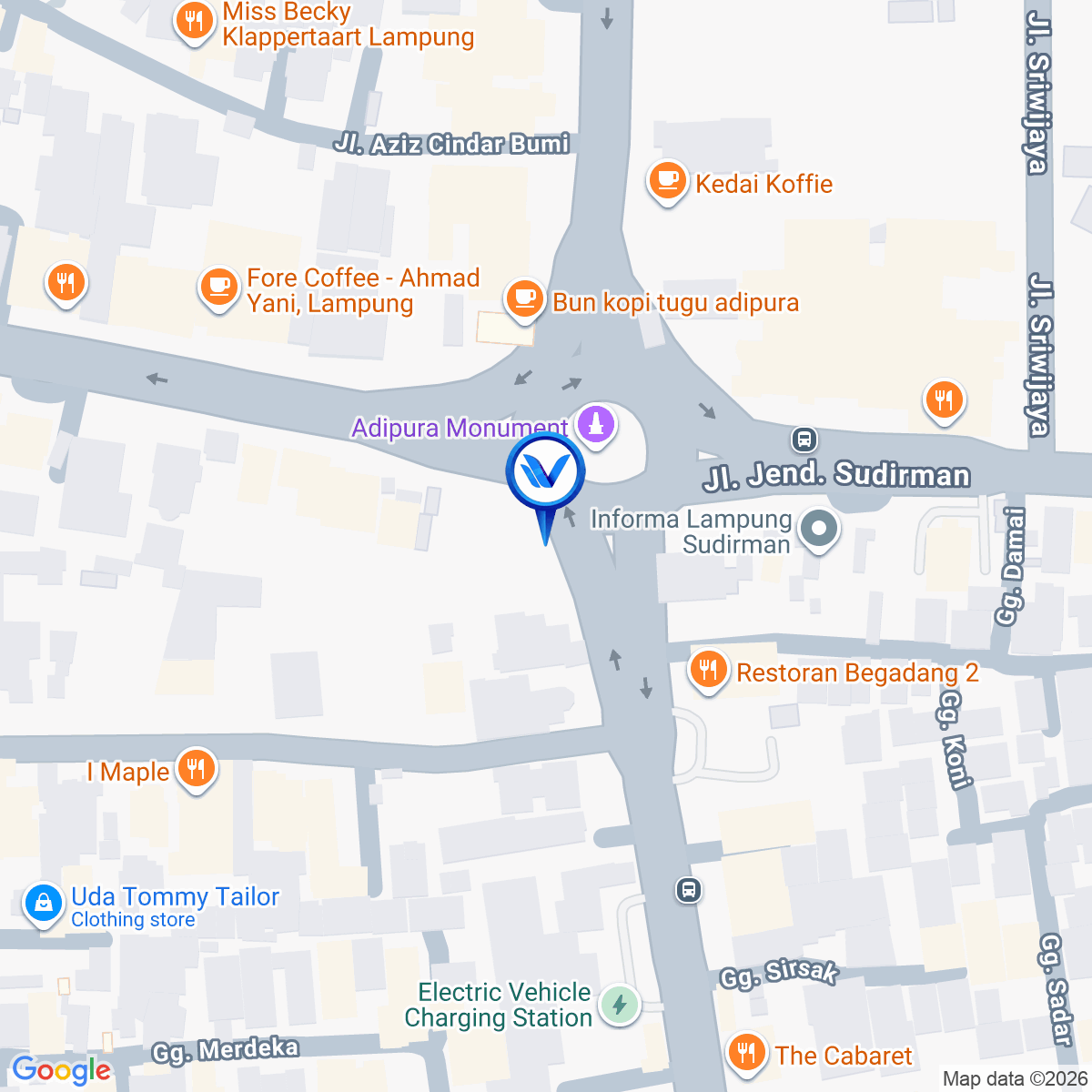 Peta Lokasi JL. Diponegoro - JL A. Yani (Bundaran Gajah) 2, Bandar Lampung