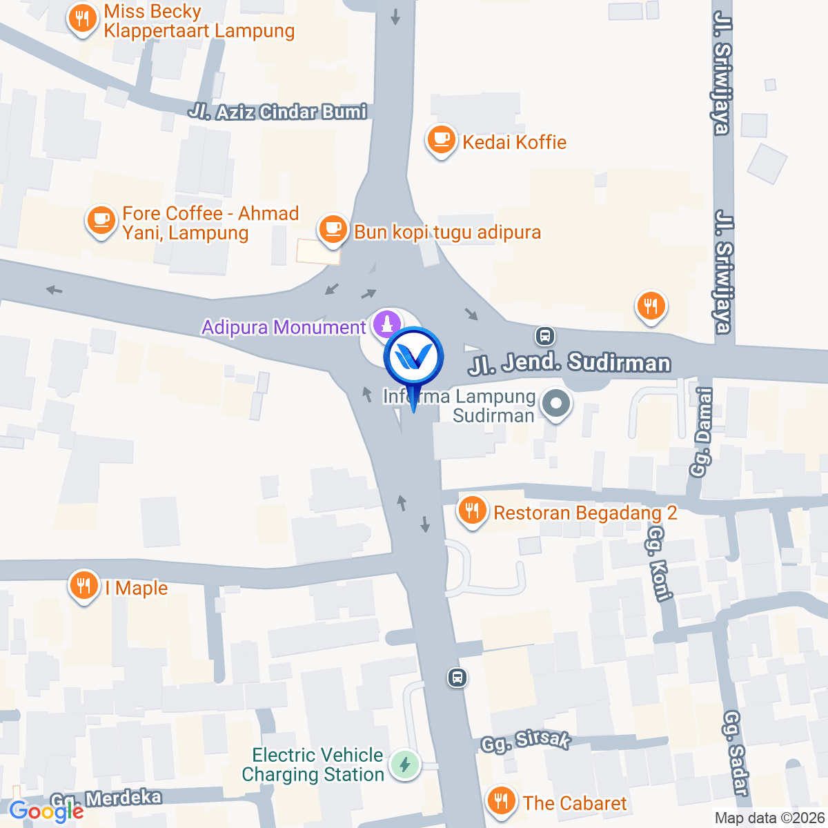 Peta Lokasi JL. Diponegoro - Jl. Sudirman (Bundaran Gajah) 2, Bandar Lampung