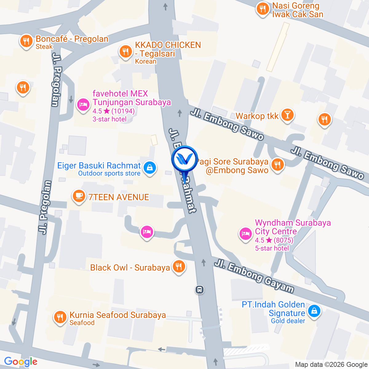 Peta Lokasi JL. Basuki Rahmat-Xerox (Dpn Menara Standart Chartered), Surabaya