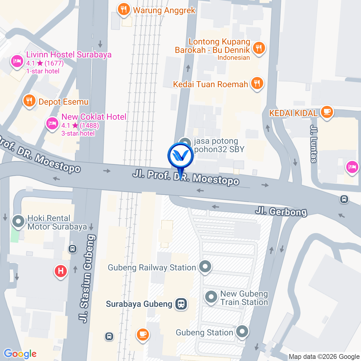 Peta Lokasi JL. Dr. Mustopo - Gubeng, Surabaya