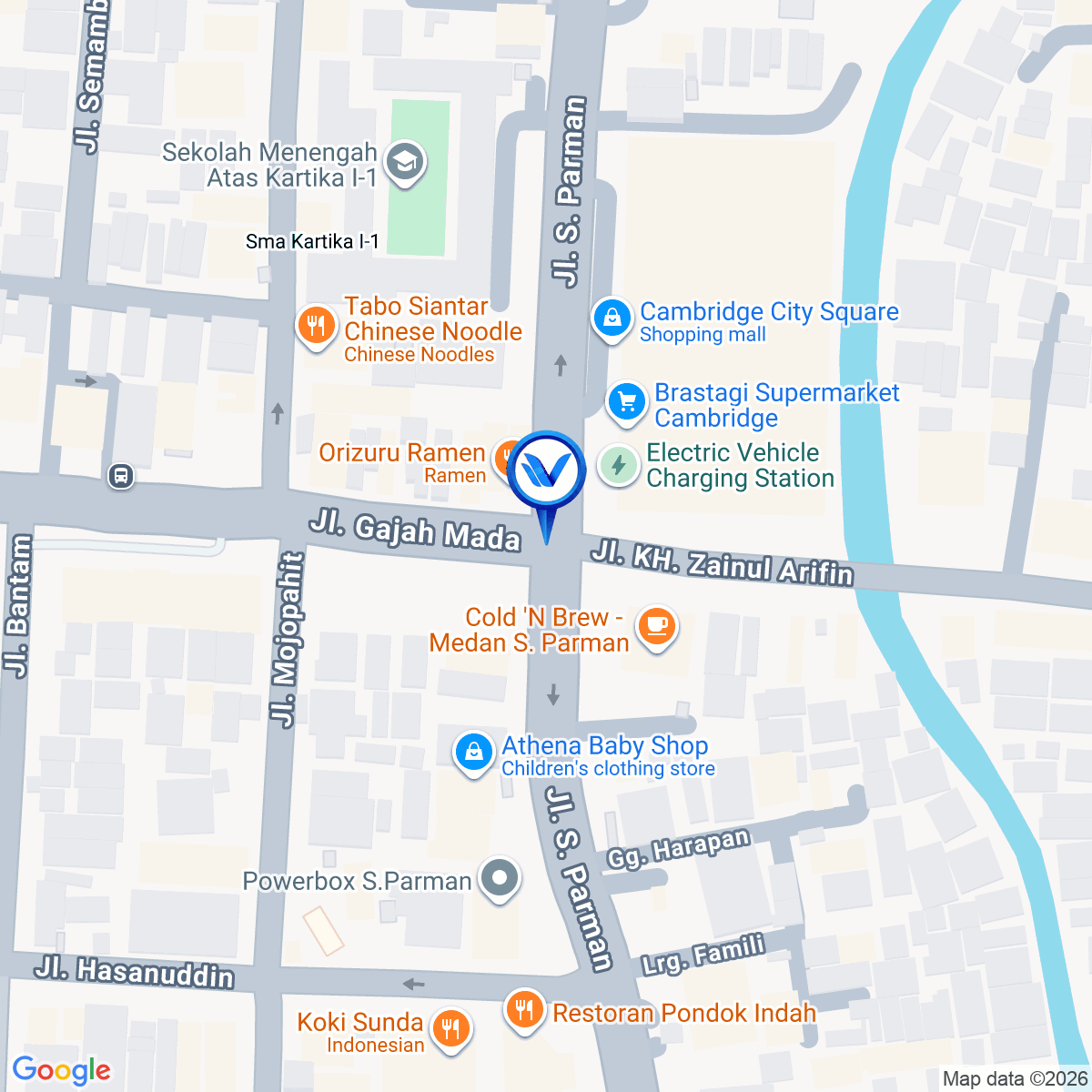 Peta Lokasi JL. S. Parman Simp. Jl. Gajah Mada, Medan