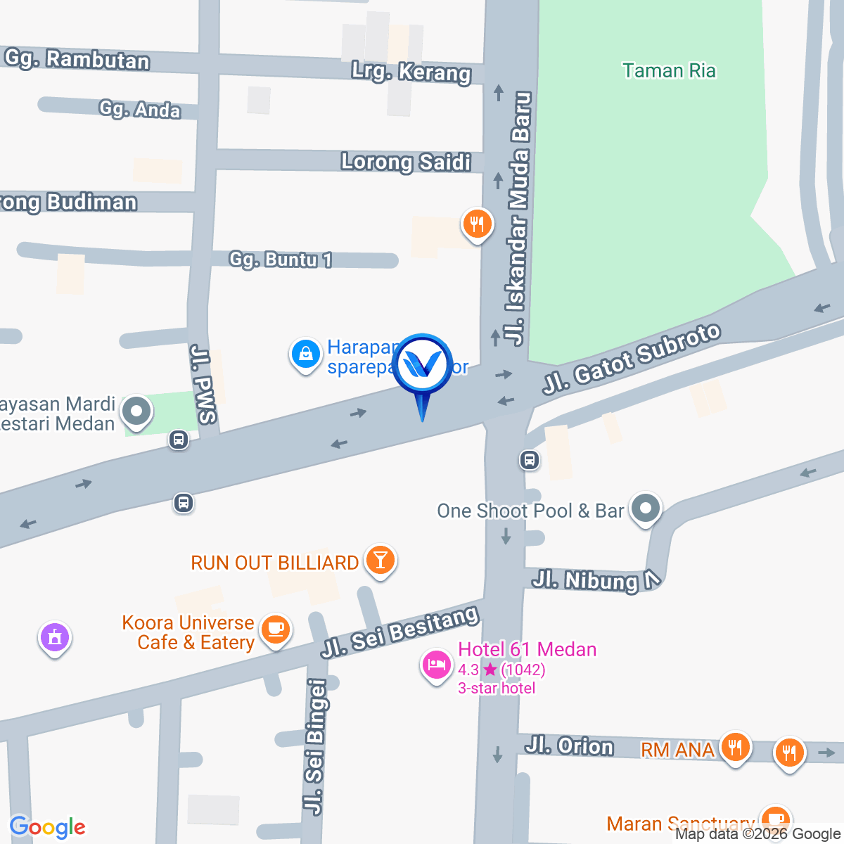 Peta Lokasi JL. Gatot Subroto Simp Jl. Iskandar Muda ( dekat Plaza Medan Fair ), Medan