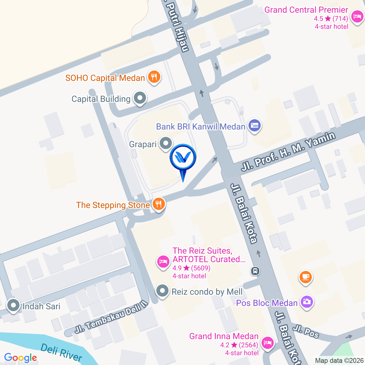 Peta Lokasi JL. Putri Hijau Sp. Jl. HM Yamin (Gedung Merah Putih), Medan