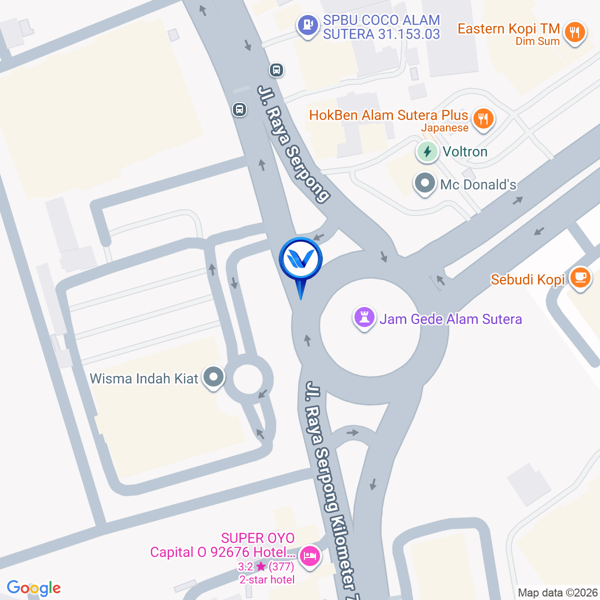 Peta Lokasi JL. Raya Serpong (Bundaran alam sutra/Samping pospol Alam Sutra), Tangerang Selatan