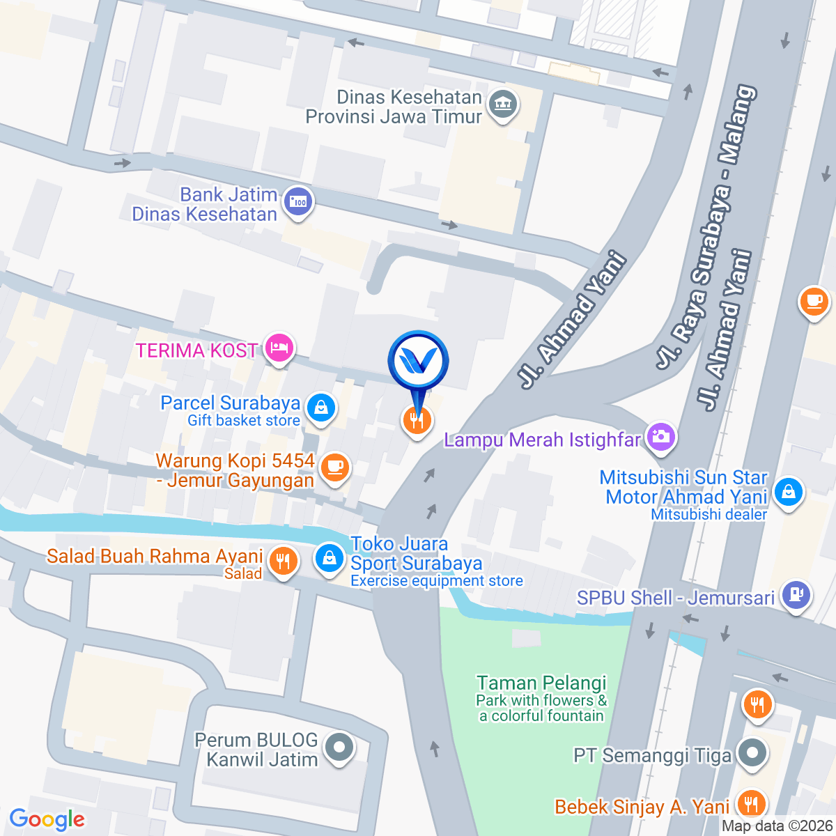 Peta Lokasi JL. A. Yani (Raya Surabaya - Malang), Surabaya
