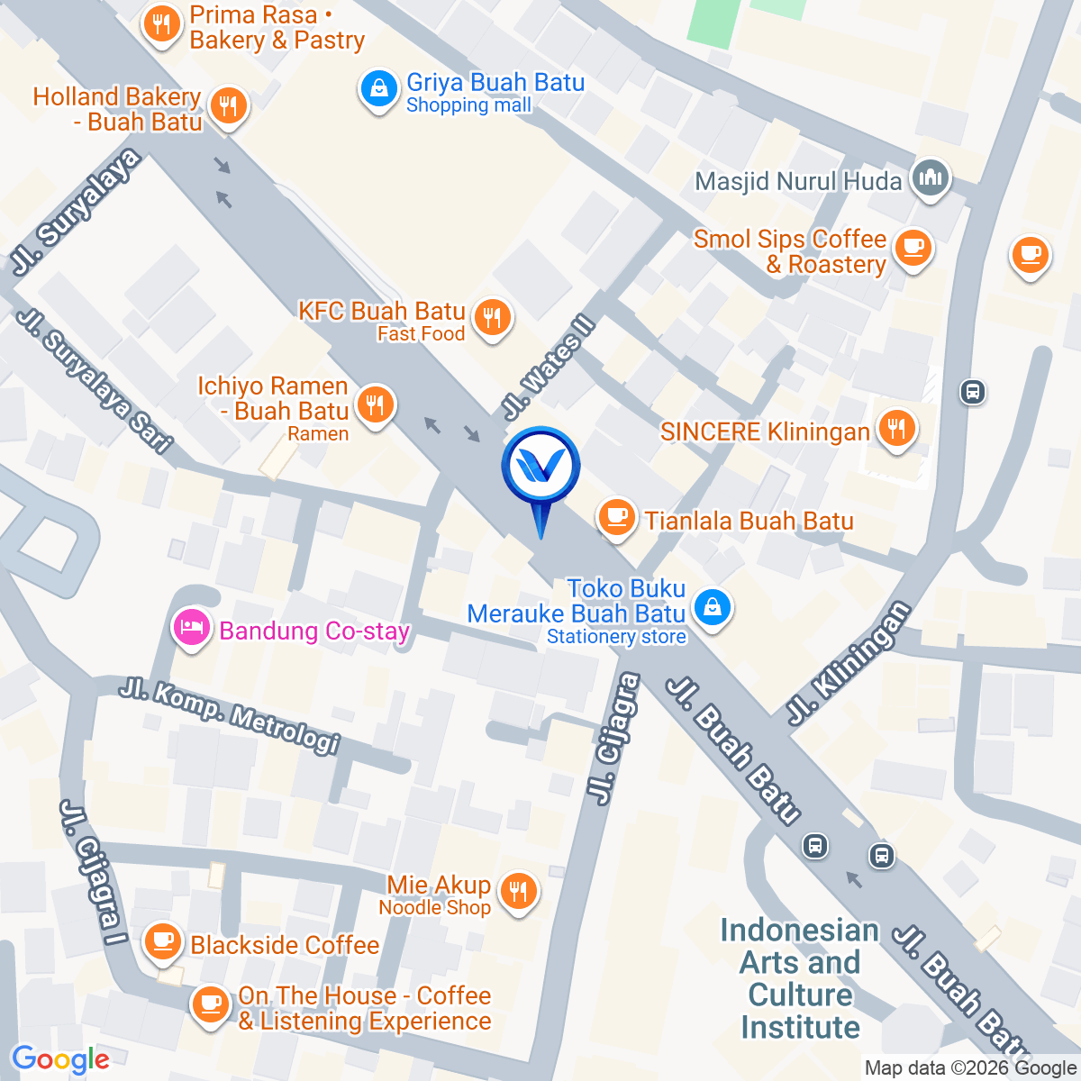 Peta Lokasi JL. Buah Batu no. 206, Bandung