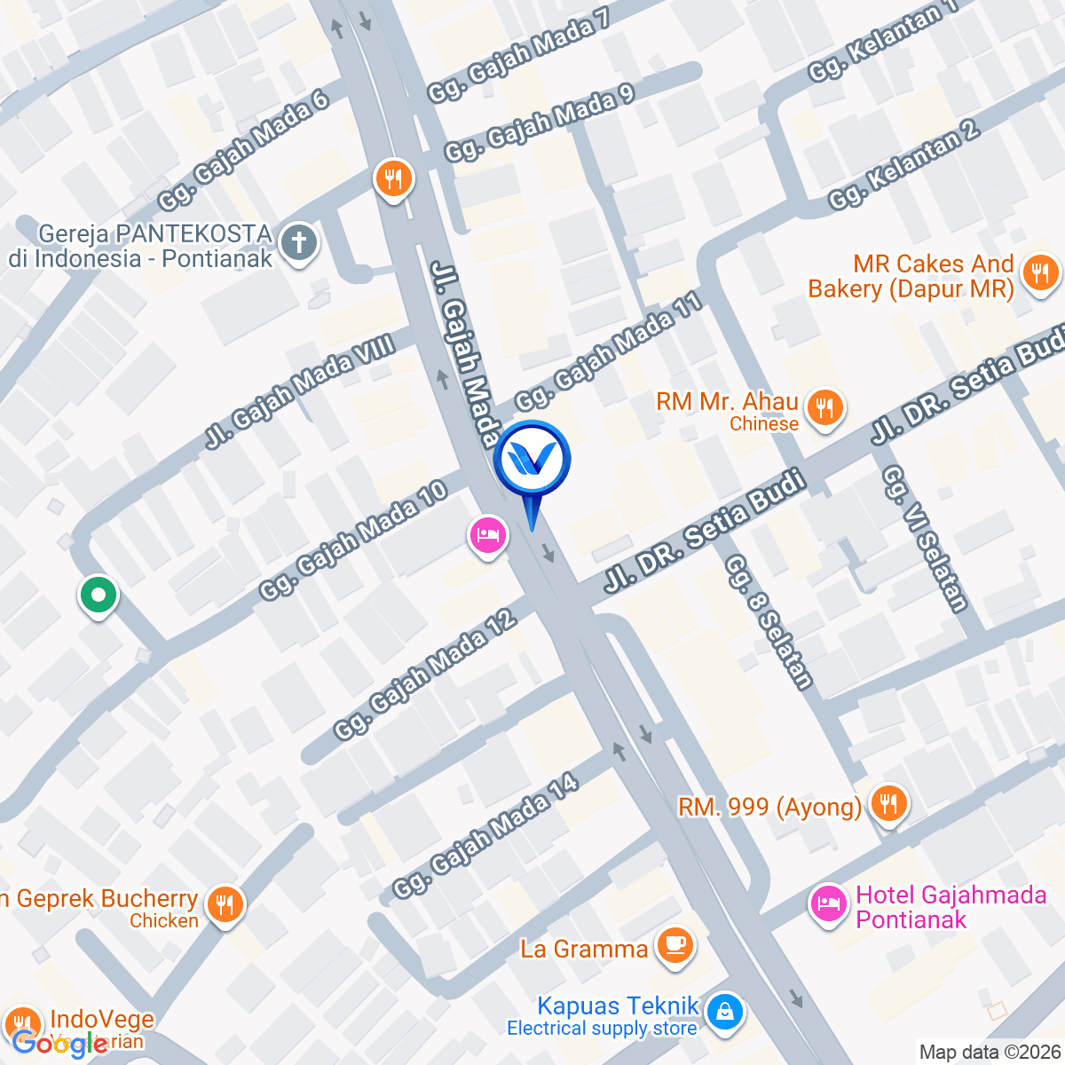 Peta Lokasi Median JL. Gajah Mada Depan JL. Setia Budi, Pontianak