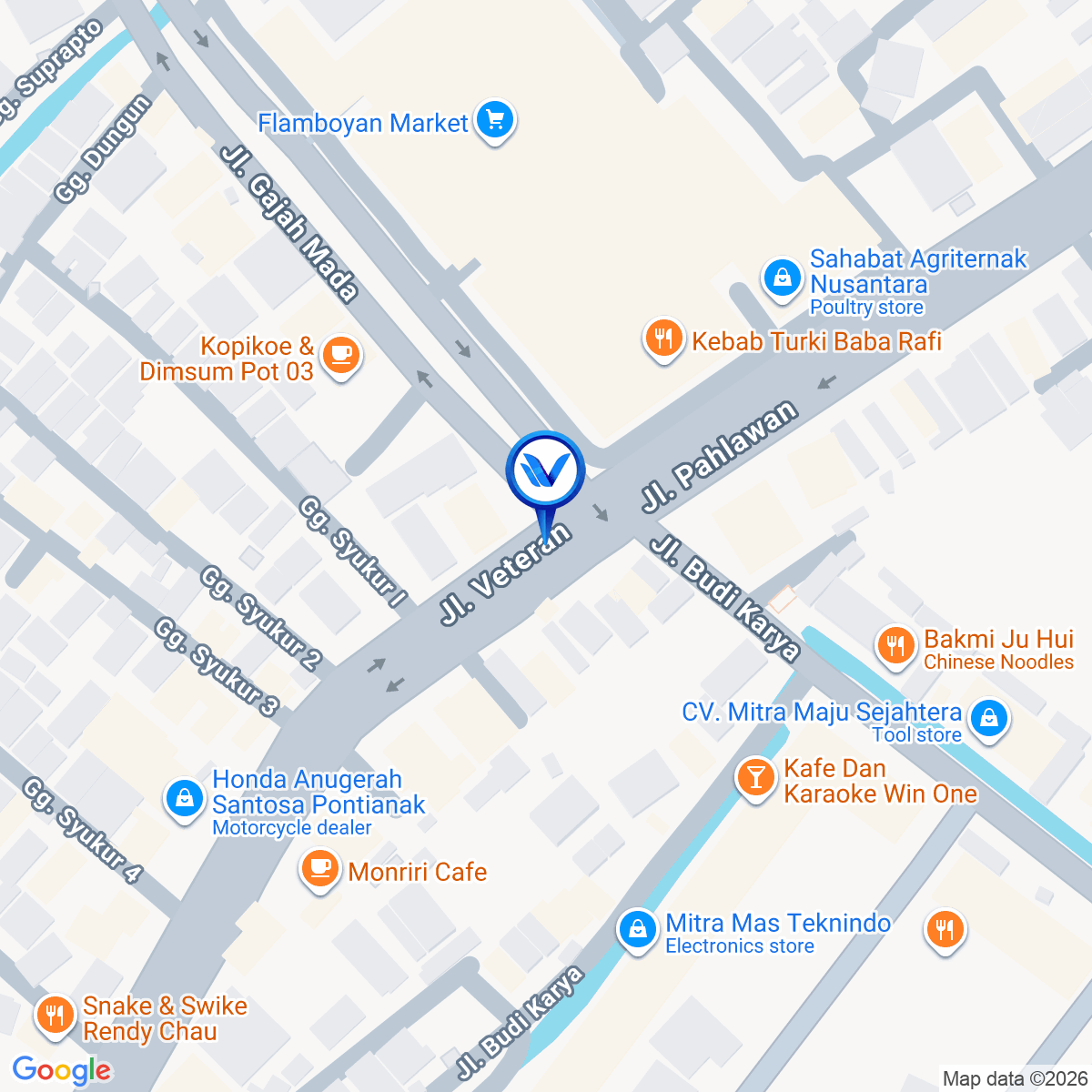 Peta Lokasi Median JL. Veteran Menuju JL. Ahmad Yani, Pontianak