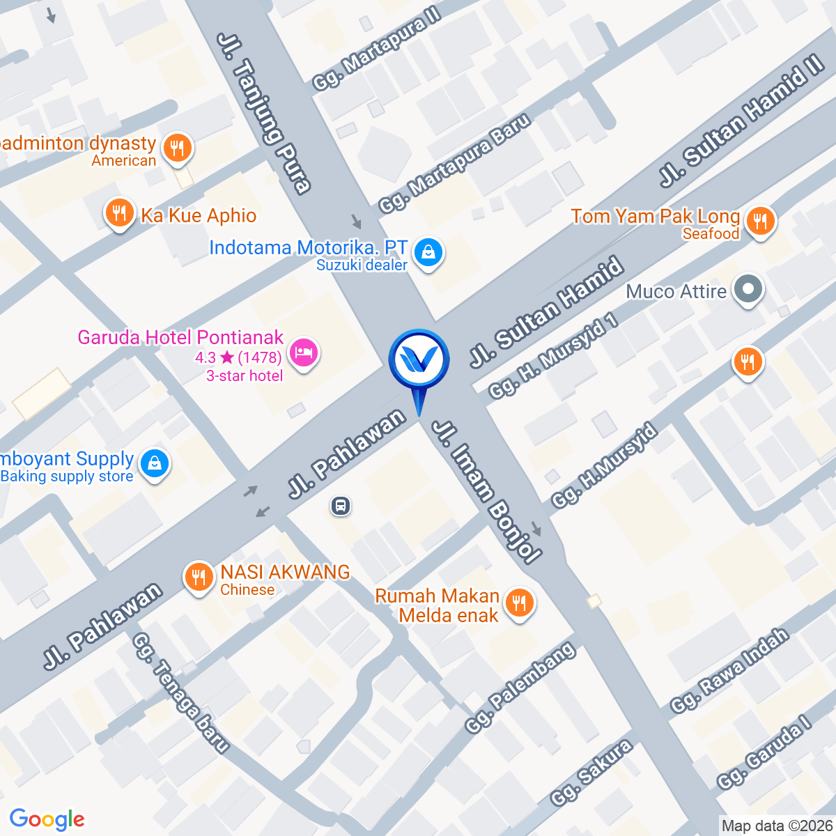 Peta Lokasi Simpang JL. Pahlawan - JL. Imam Bonjol, Pontianak