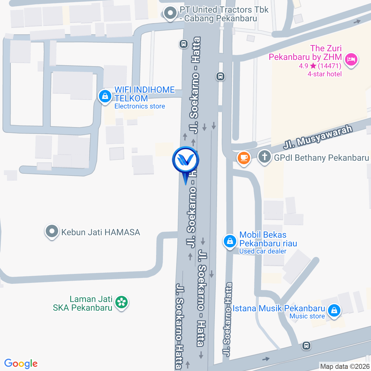 Peta Lokasi JL. SOEKARNO HATTA, DEPAN TRANSMART, PEKANBARU