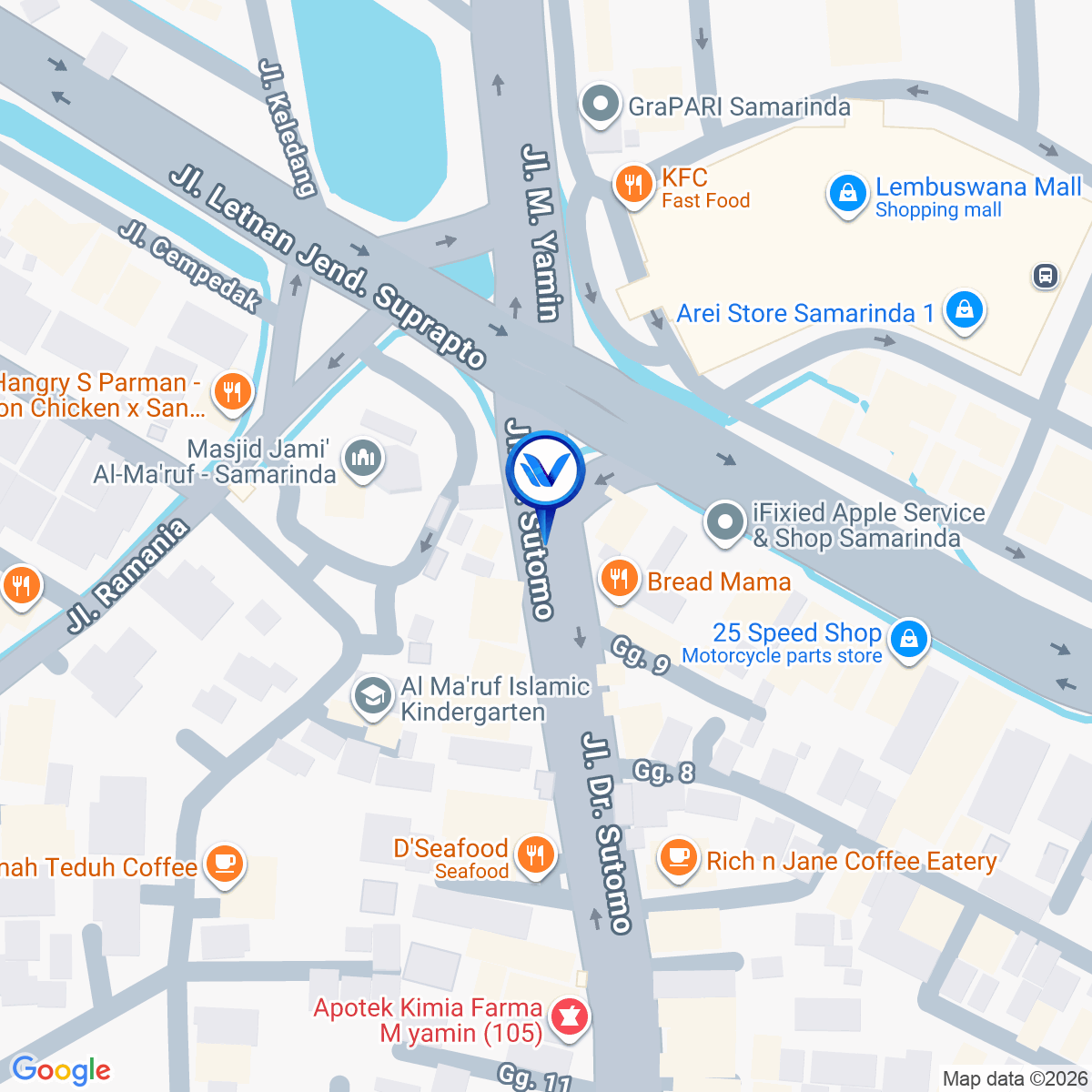 Peta Lokasi JL. Dr. Soetomo, Simpang 4 Lembuswana, Samarinda