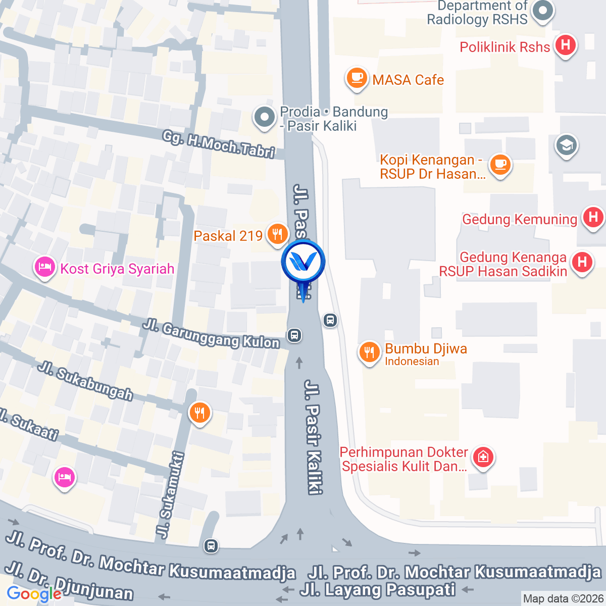 Peta Lokasi JL. Pasir Kaliki - Jl. Sukajadi (Depan RSHS), Bandung