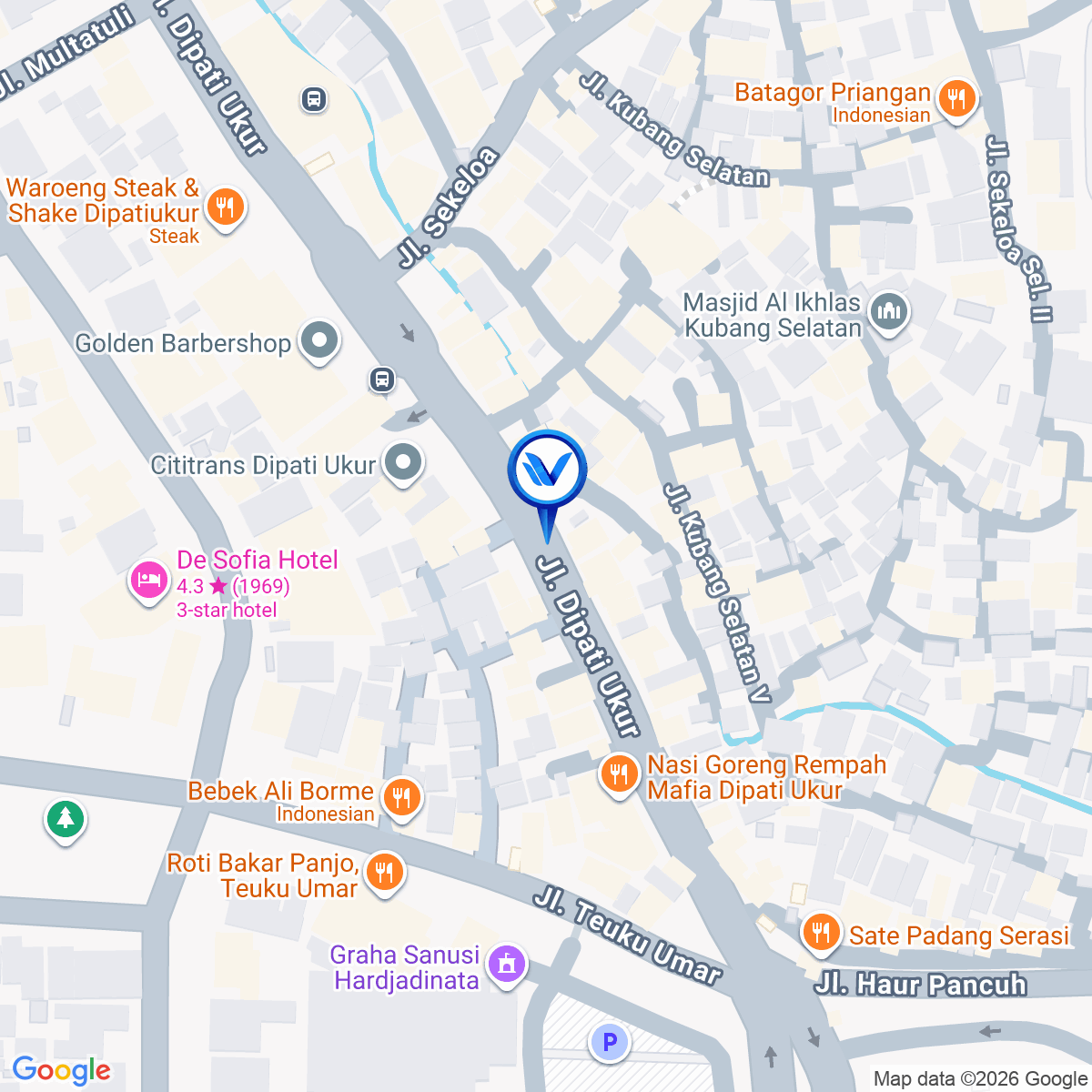 Peta Lokasi JL. Dipatiukur Ibenk Motor (Dekat kampus Unikom), Bandung
