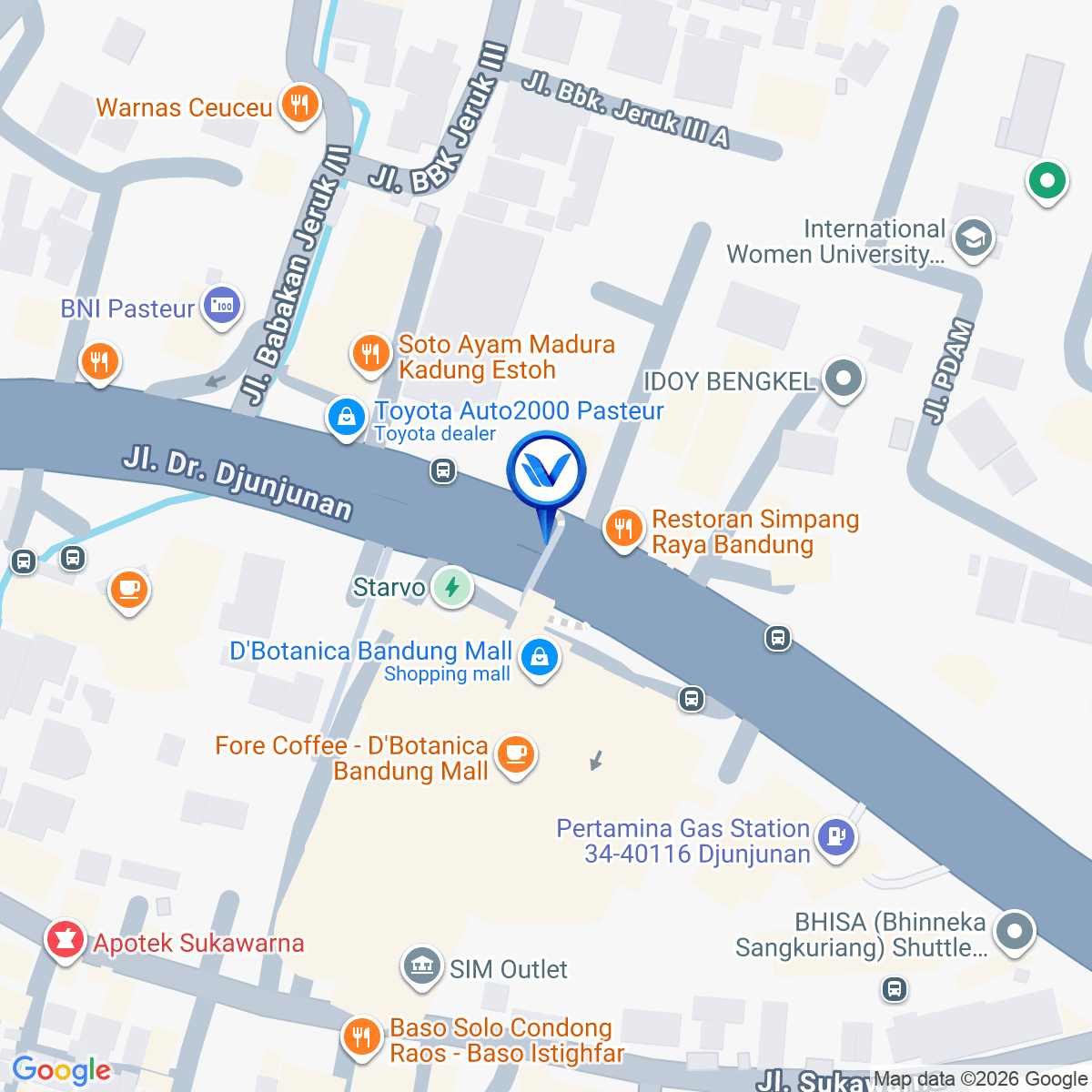 Peta Lokasi JPO JL. DR. DJUNJUNAN (DEPAN D'BOTANICA), BANDUNG