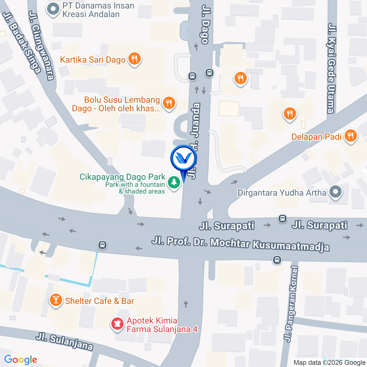 Peta Lokasi Jl. Ir. H. Juanda (Taman Cikapayang Dago), Bandung