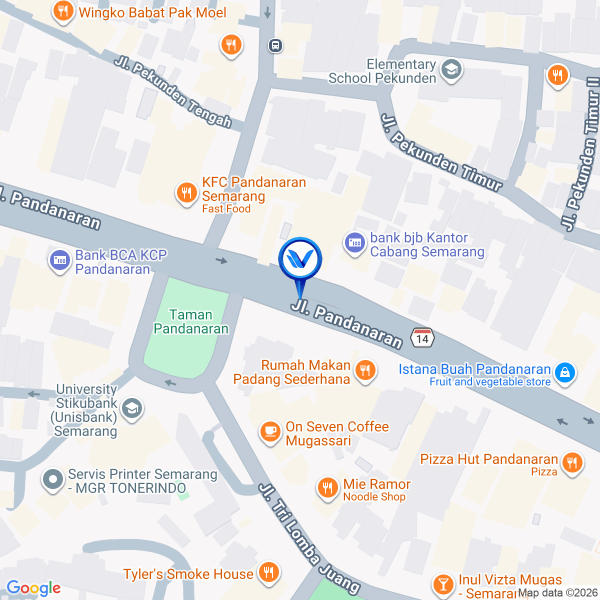 Peta Lokasi Jl. Pandanaran (Seberang Bank Mega Pandanaran), Semarang