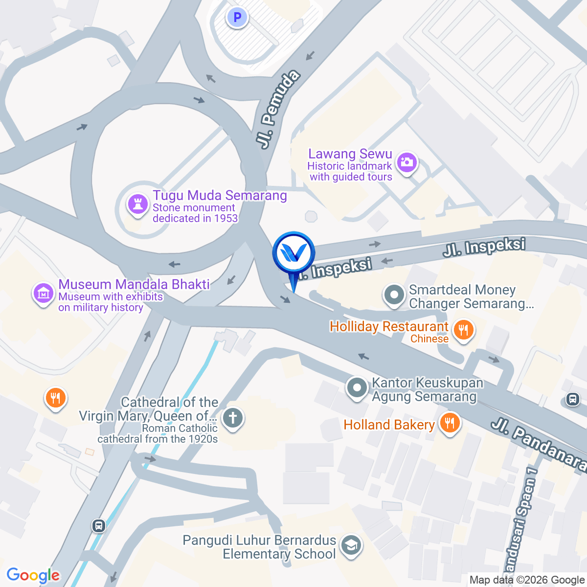 Peta Lokasi Jl. Pandanaran (Bundaran Tugu Muda), Semarang