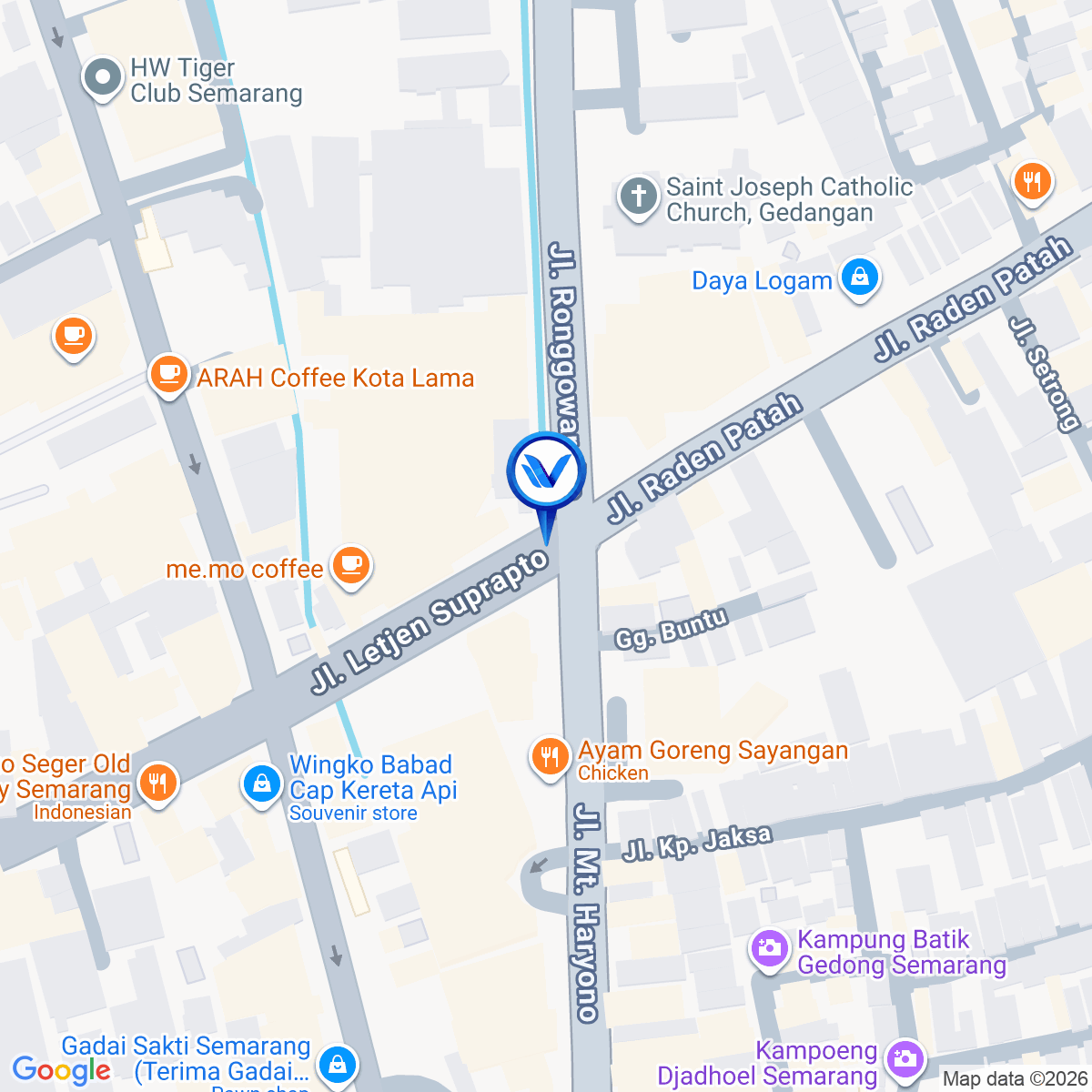 Peta Lokasi Jl. MT Haryono (Perempatan Gereja Gedangan), Semarang