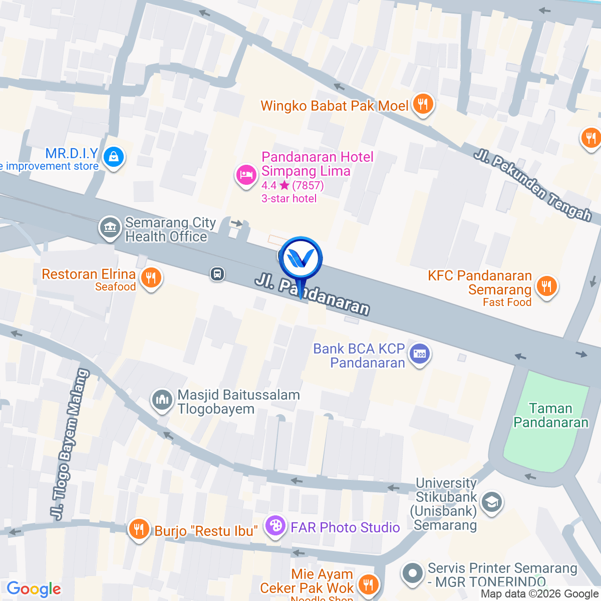 Peta Lokasi Jl. Pandanaran (Depan Dunlop Pandanaran), Semarang