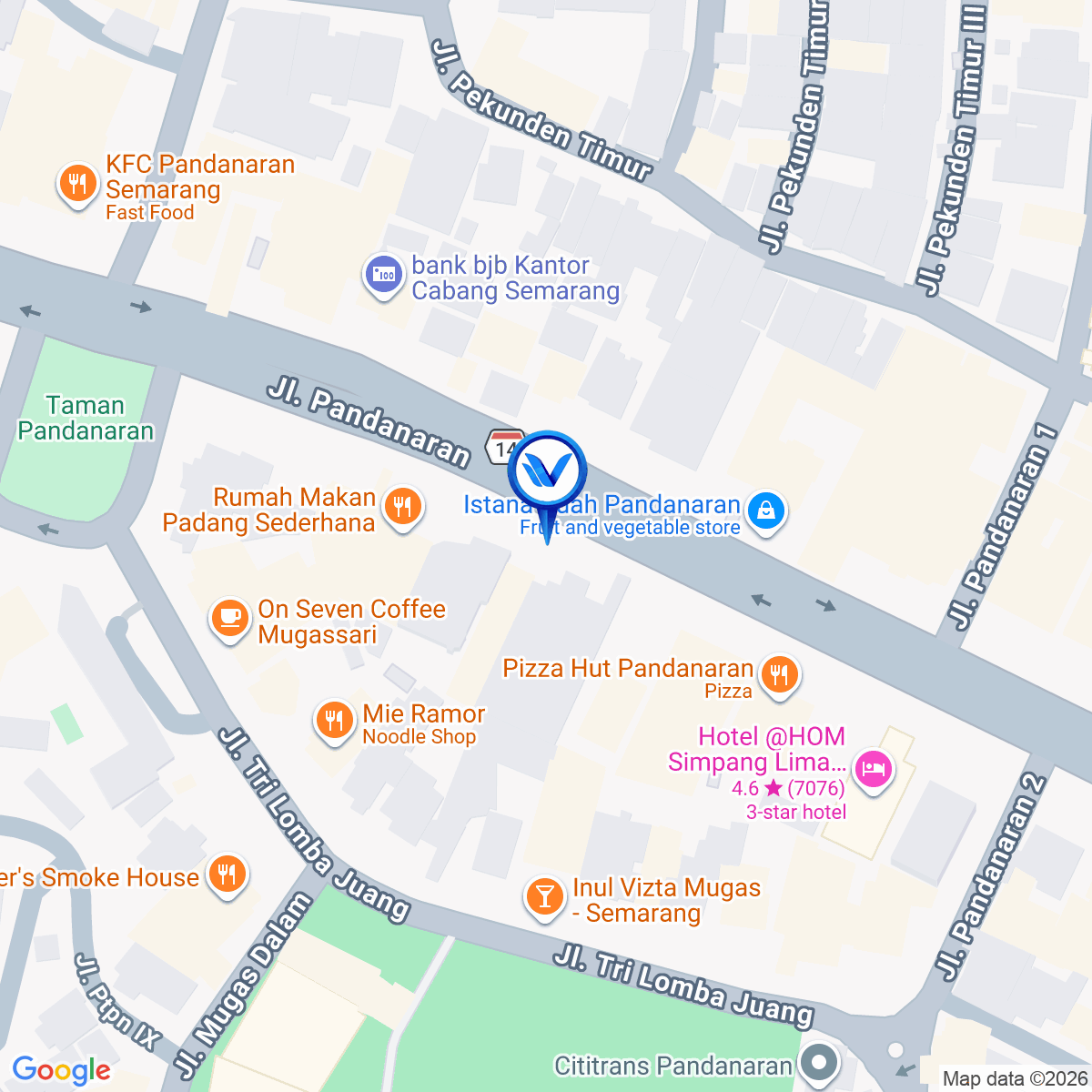 Peta Lokasi Jl. Pandanaran (Resto Seoul Palace), Semarang