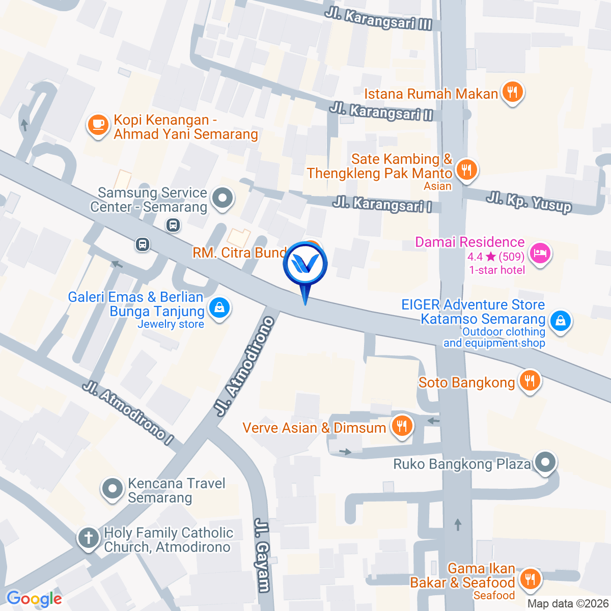 Peta Lokasi Jl. A. Yani (Depan RM. Citrabundo Perempatan Bangkong), Semarang