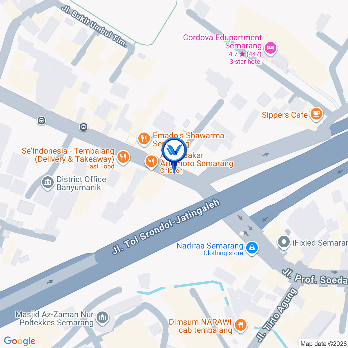 Peta Lokasi Jl. Prof. Sudarto (Pintu Masuk Tol Tembalang), Semarang