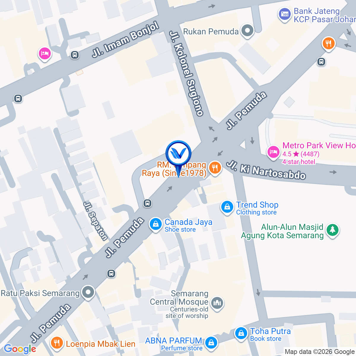 Peta Lokasi Jl. Pemuda, Johor (Depan Hotel Puri Dibyo), Semarang