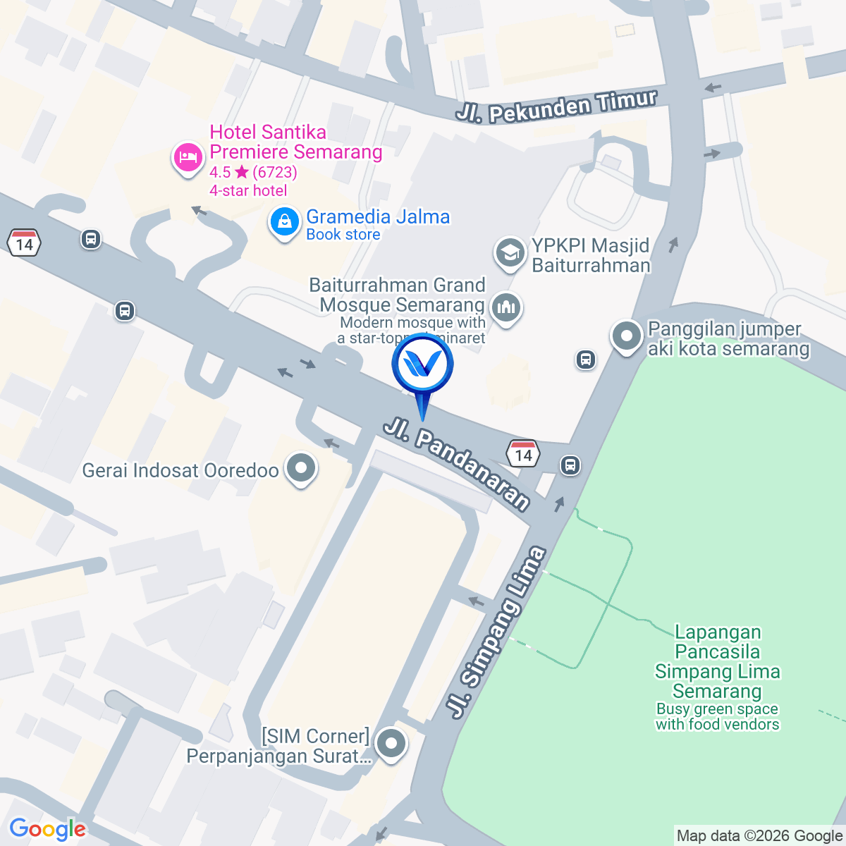 Peta Lokasi Jl. Pandanaran (JPO Kawasan Simpanglima), Semarang