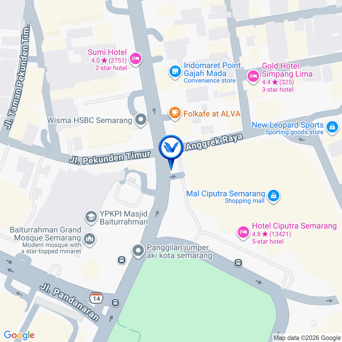Peta Lokasi Jl. Gajahmada Depan Gate Mall Ciputra, Semarang