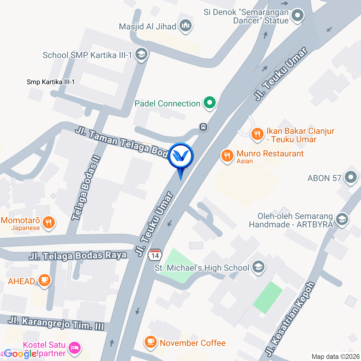 Peta Lokasi Jl. Teuku Umar (Tanjakan Kaliwiru - Pertigaan Telaga Bodas), Semarang
