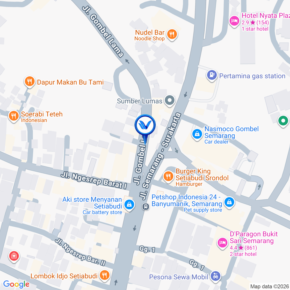 Peta Lokasi Jl. Setiabudi Pertigaan Burger King, Semarang