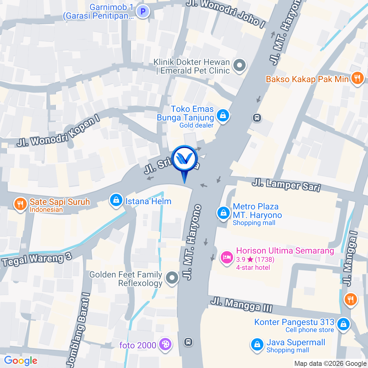 Peta Lokasi Jl. MT. Haryono (Perempatan Javamall), Semarang
