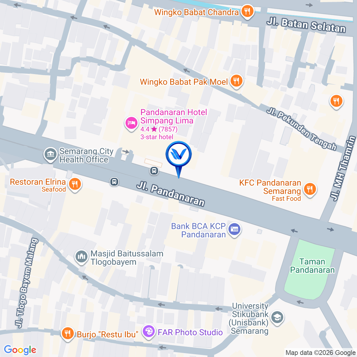 Peta Lokasi Jl. Pandanaran (Samping Agusta), Semarang