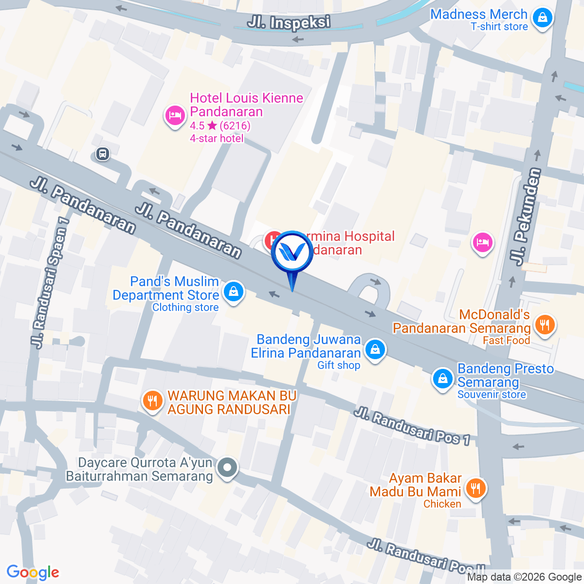 Peta Lokasi Jl. Pandanaran (HERMINA), Semarang