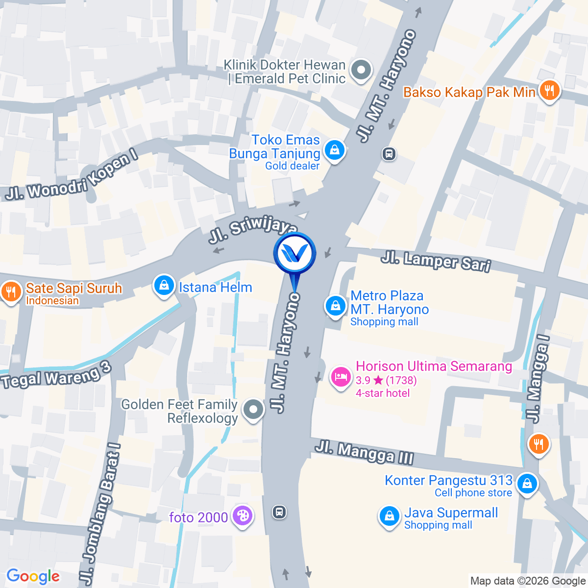 Peta Lokasi Jl. MT. Haryono (Perempatan Metro Plaza), Semarang