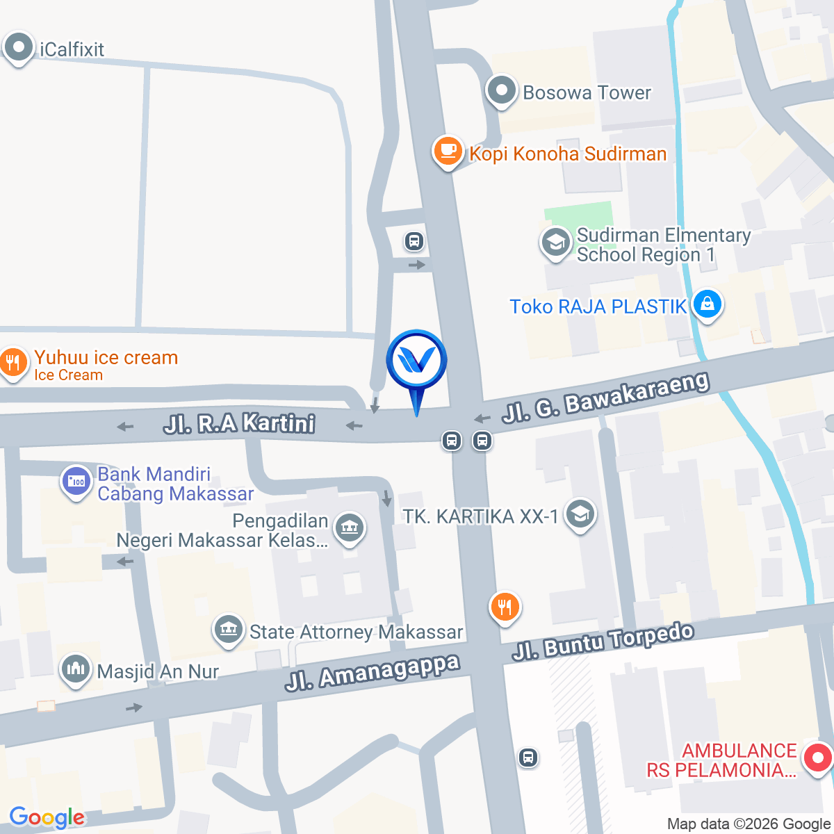 Peta Lokasi JL. JEND. SUDIRMAN (LAPANGAN KAREBOSI - JALAN KARTINI), Makassar
