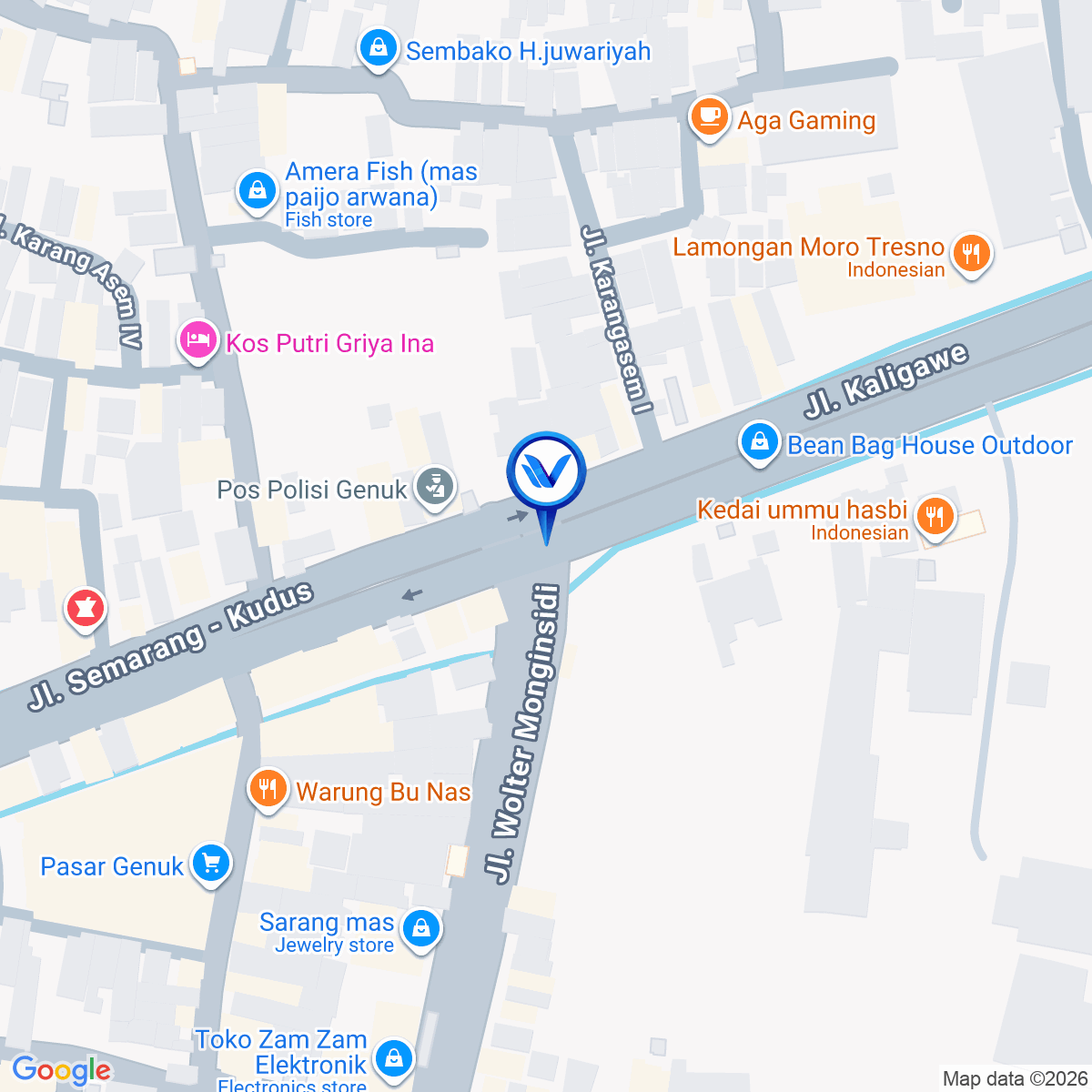 Peta Lokasi Jl. Raya Kaligawe - Pertigaan Jl. Raya Wolter Mongisidi, Semarang